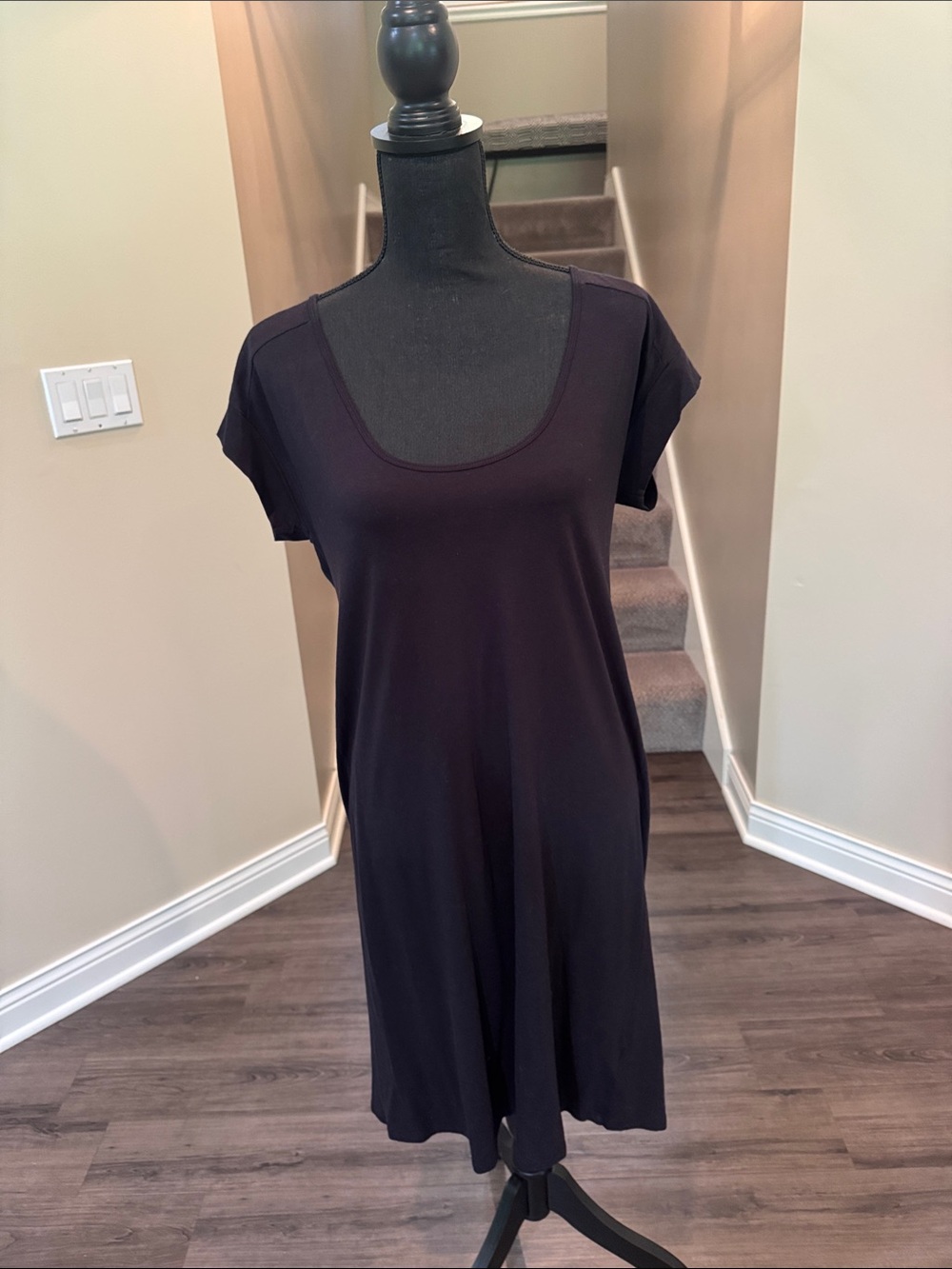 Garnet Hill Black Scoop Neck Tee Top